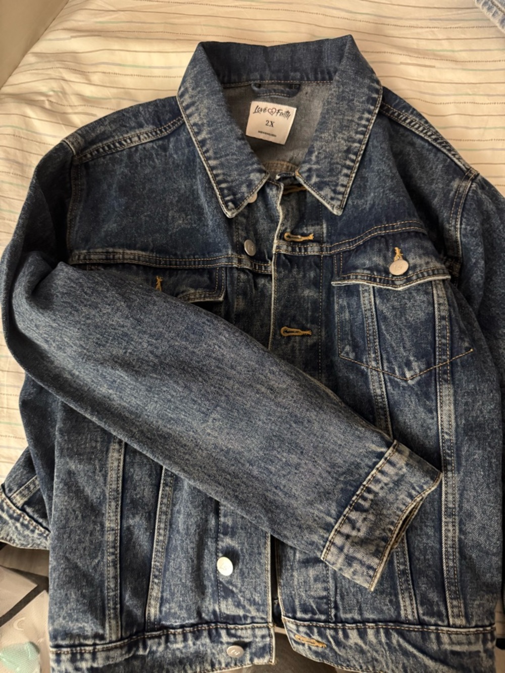 LOVE❤️FAITH Women's Dark Blue Jean Jacket